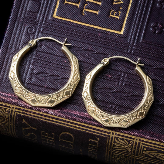 Vintage Creole Hoop Earrings 9ct Gold