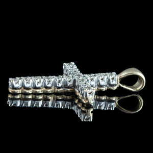 Vintage Diamond Cross Pendant 9ct Gold 0.50ct Diamond