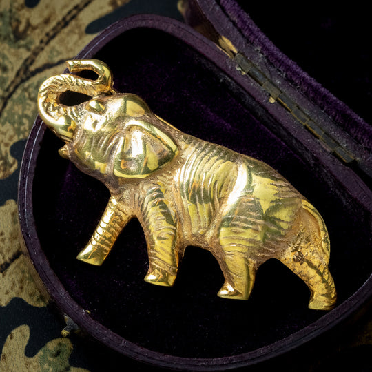 Vintage Elephant Brooch Silver 18ct Gold Gilt