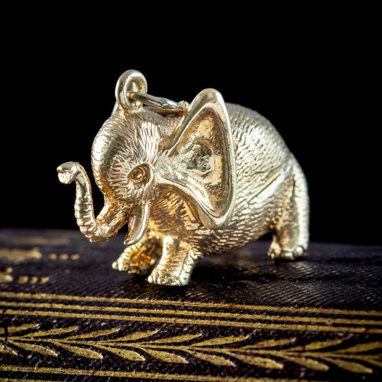 Vintage Elephant Charm Pendant 9ct Gold Dated 1966