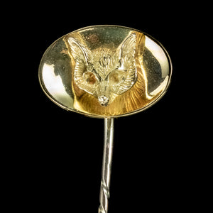 Vintage Fox Stick Pin 18ct Gold Dated 1970