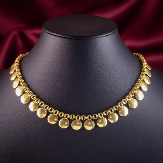 Vintage Fringe Chain Collar Silver 18ct Gold Gilt 16.5 Inch
