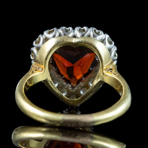 Vintage Garnet Diamond Heart Cluster Ring 3ct Garnet