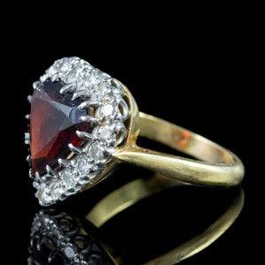 Vintage Garnet Diamond Heart Cluster Ring 3ct Garnet