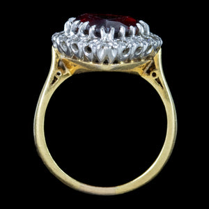 Vintage Garnet Diamond Heart Cluster Ring 3ct Garnet