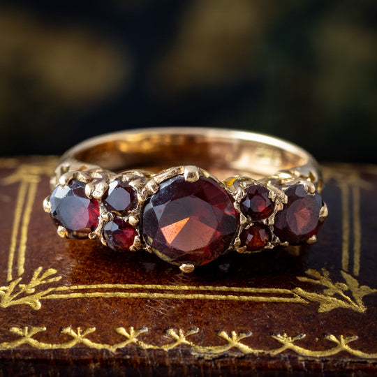 Vintage Garnet Half Hoop Ring 2.3ct Total