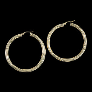 Vintage Large Hoop Earrings 9ct Gold Unoaerre