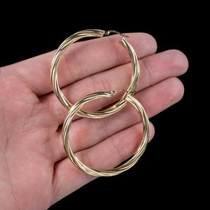 Vintage Large Hoop Earrings 9ct Gold Unoaerre