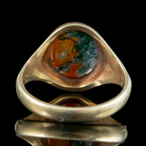 Vintage Moss Agate Signet Ring Dated 1965