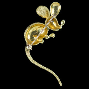 Vintage Mouse Brooch 18ct Gold Diamond Eye