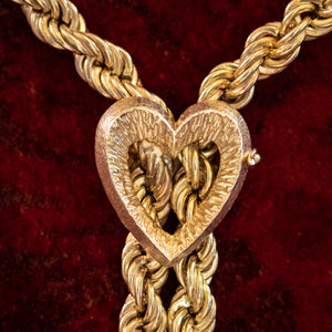 Vintage Negligee Tassel Heart Chain Silver 18ct Gold Gilt Dated 1975