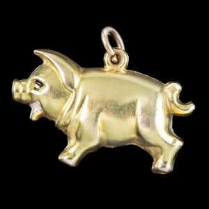 Vintage Pig Charm Pendant 9ct Gold Georg Jensen