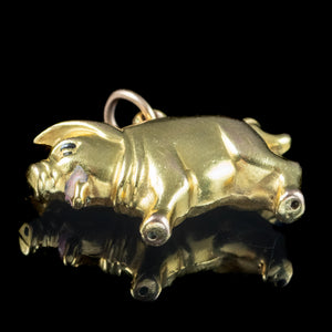 Vintage Pig Charm Pendant 9ct Gold Georg Jensen