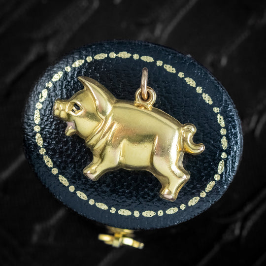 Vintage Pig Charm Pendant 9ct Gold Georg Jensen