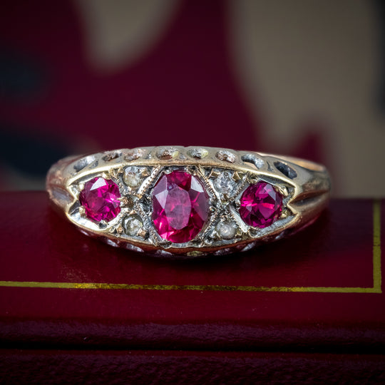 Vintage Ruby Diamond Ring 0.86ct Ruby Dated 1960
