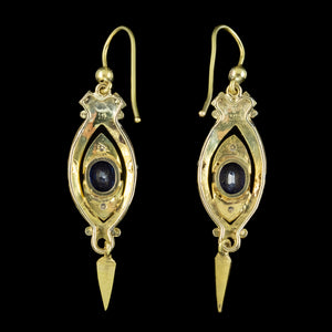 Vintage Sapphire Diamond Drop Earrings 14ct Gold