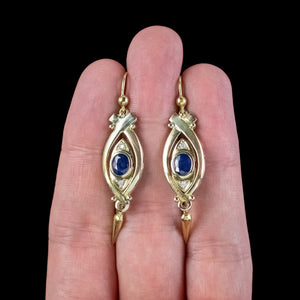 Vintage Sapphire Diamond Drop Earrings 14ct Gold