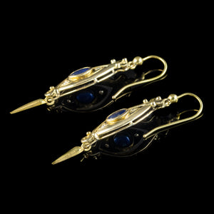 Vintage Sapphire Diamond Drop Earrings 14ct Gold