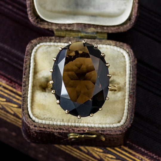 Vintage Smoky Quartz Cocktail Ring 12ct Quartz Dated 1960