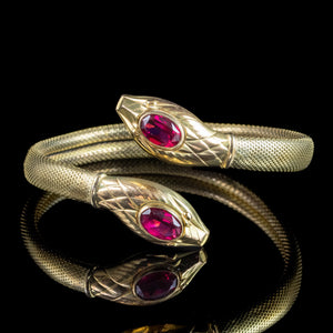 Vintage Snake Bangle Pink Paste Rolled Gold Andreas Daub