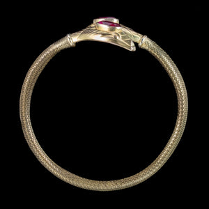 Vintage Snake Bangle Pink Paste Rolled Gold Andreas Daub