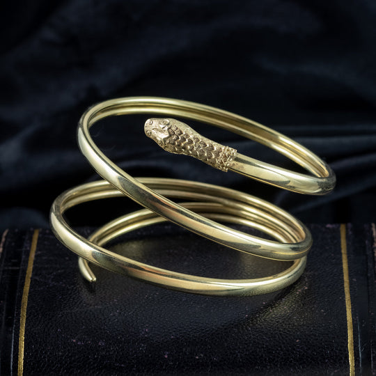 Vintage Snake Bangle Silver 18ct Gold Gilt
