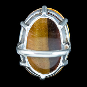 Vintage Tigers Eye Cocktail Ring 20ct Stone