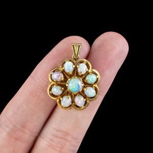 Vintage Opal Flower Pendant 18ct Gold 3.2ct Total