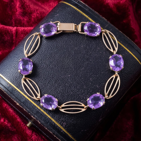 Vintage Amethyst Bracelet 9ct Gold