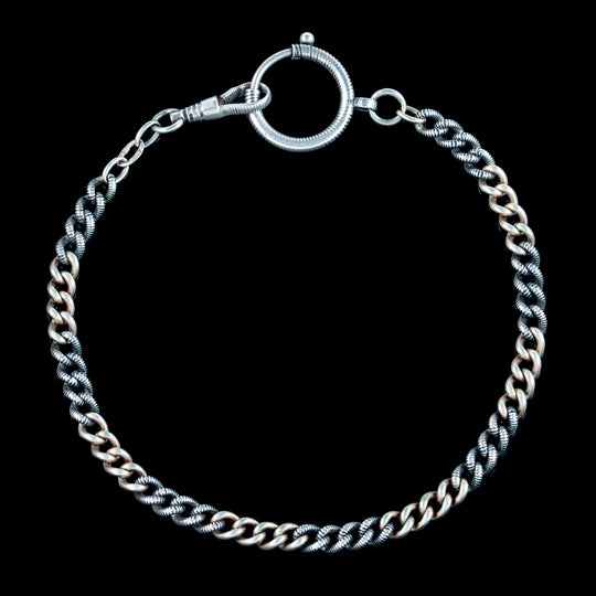 Antique Victorian Niello Bracelet Silver Gold Circa 1900