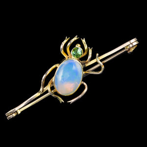 Antique Victorian Opal Spider Brooch 9ct Gold 5ct Opal
