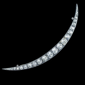 Antique Victorian Paste Crescent Moon Brooch Sterling Silver