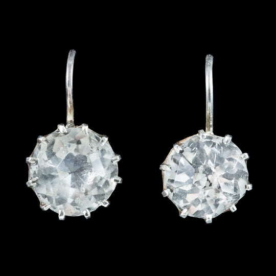 Antique Victorian Paste Earrings Silver Circa 1880