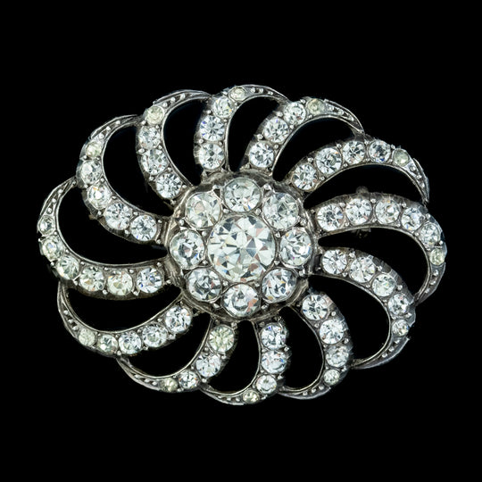 Antique Victorian Paste Stone Brooch Silver Circa 1900