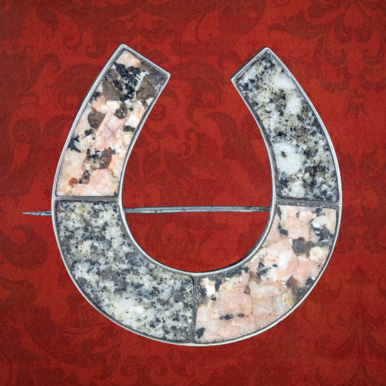 Antique Victorian Scottish Horseshoe Brooch Silver Circa 1860