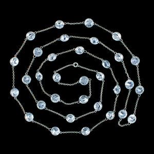 Art Deco Long Paste Chain Necklace Platinon