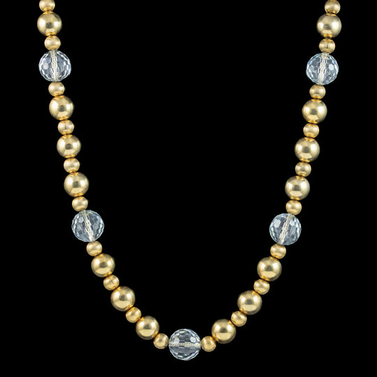 Vintage Beaded Necklace 18ct Gold Gilt Glass Crystal