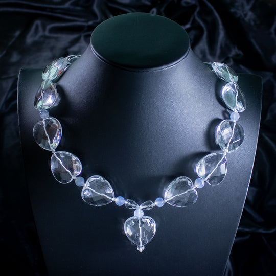 Vintage Heart Necklace Rock Crystal