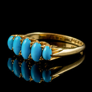 Antique Edwardian Turquoise Ring 18ct Gold, Dated 1913