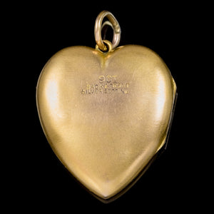 ANTIQUE VICTORIAN PASTE LYRE HEART LOCKET 9CT GOLD BACK AND FRONT CIRCA 1900