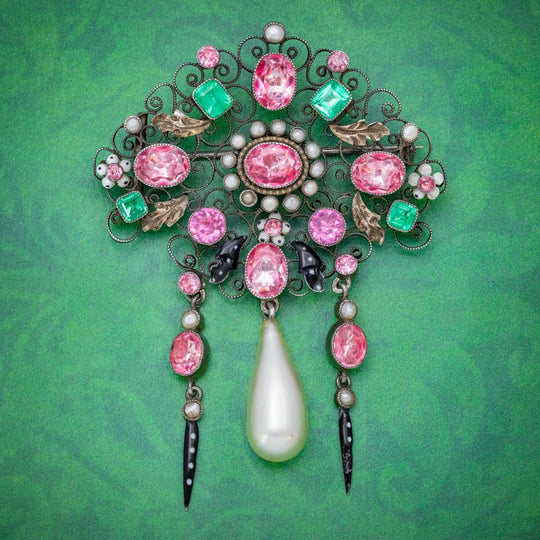 Antique Edwardian Paste Pearl Suffragette Brooch Silver Circa 1910