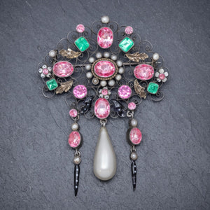 ANTIQUE EDWARDIAN PASTE PEARL SUFFRAGETTE Brooches SILVER CIRCA 1910
