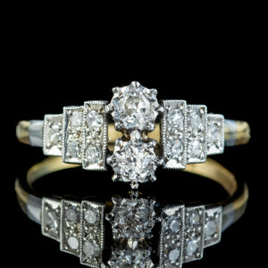 Antique Art Deco Diamond Toi Et Moi Ring 0.50ct Total