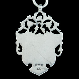 Antique Edwardian Albert Chain Sterling Silver With Medallion Dated 1905