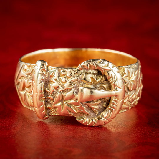 Antique Edwardian Buckle Band Ring 18ct Gold Dated 1909