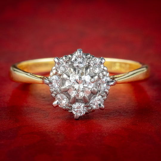 Antique Edwardian Diamond Daisy Cluster Ring 0.70ct Total