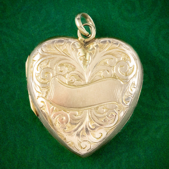 Antique Edwardian Heart Locket 9ct Gold Dated 1909