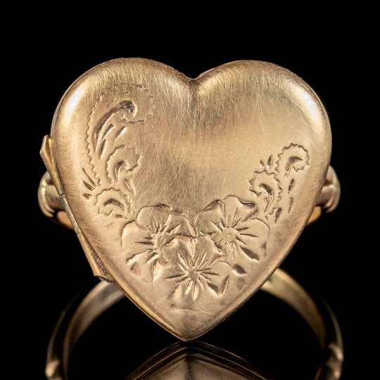 Antique Edwardian Heart Locket Ring Dated 1918