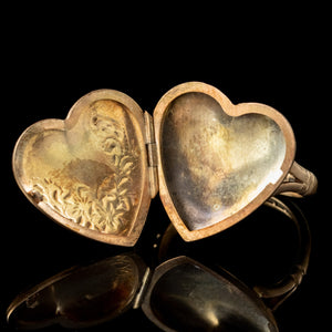 Antique Edwardian Heart Locket Ring Dated 1918 