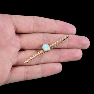 ANTIQUE EDWARDIAN OPAL BAR Brooches 3.5CT OPAL 15CT GOLD hand